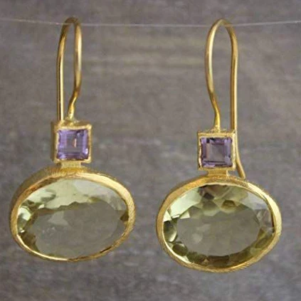 Vintage Golden Green Crystal Earrings